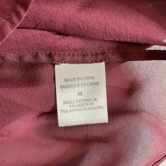 Theory Women's Burgundy Sheer Silk Sleeveless Blouse Size M Old Money Euro Chic - Picture 6 of 11